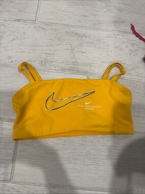 Nike Yellow Sports Bralette with Metallic Swoosh